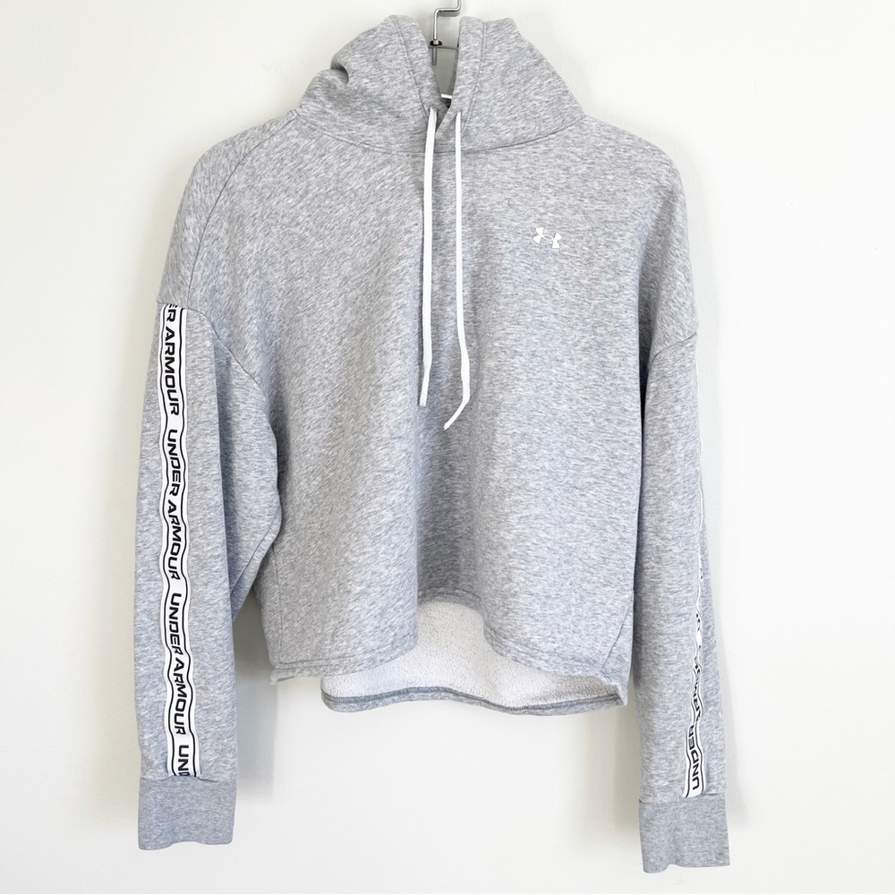 Under Armour Crop Sweatshirt Pullover Hoodie Grey Large